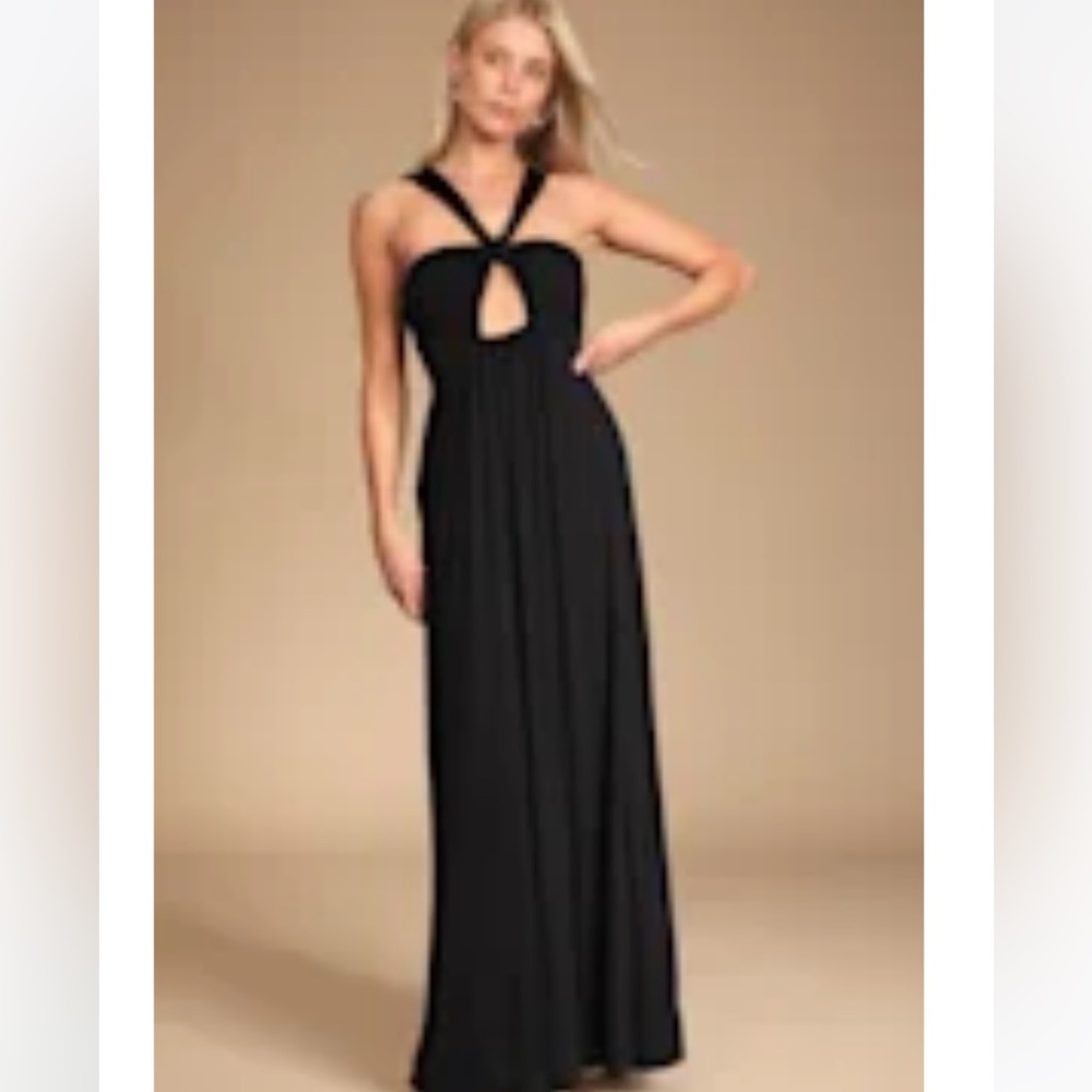 Lulu's Elegant Black Tie-Front Blouse